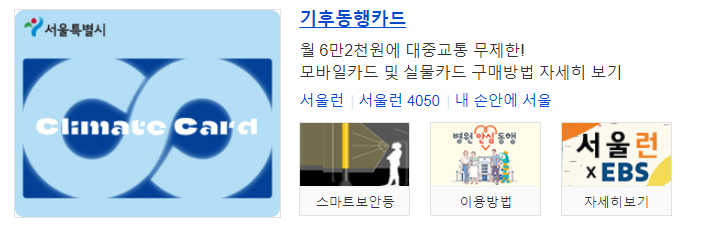 기후동행카드 발급 홈페이지