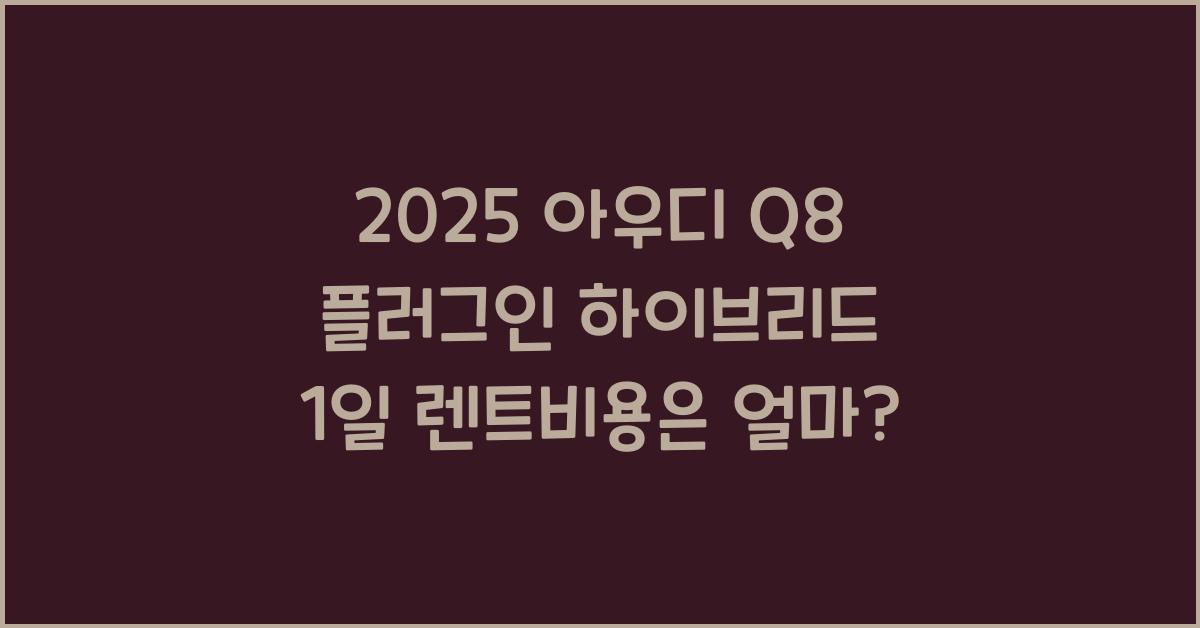 2025 아우디 Q8 플러그인 하이브리드 1일 렌트비용