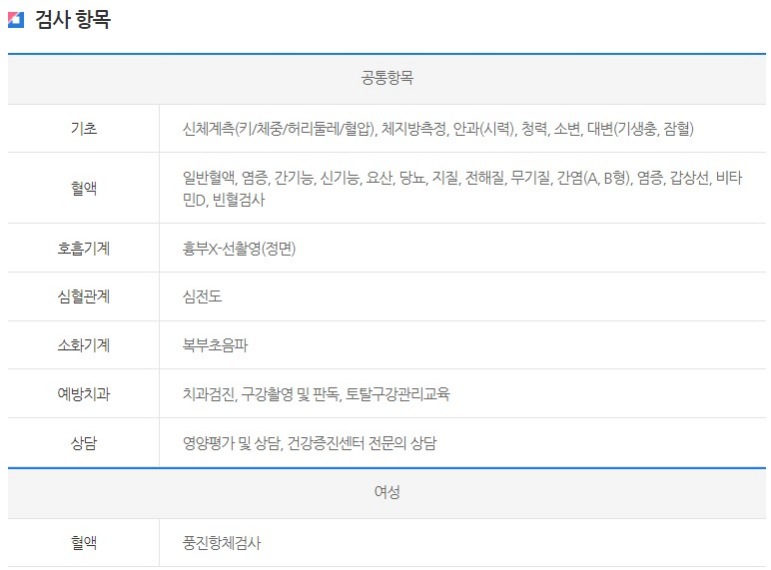주니어패키지-검진항목