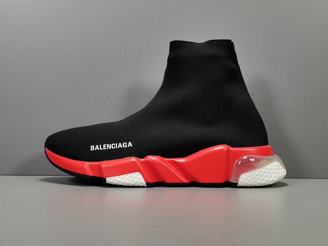 [BALENCIAGA] 발렌시아가 스피드러너 클리어솔 스니커즈 블랙 레드 607544 W05GH 1038
