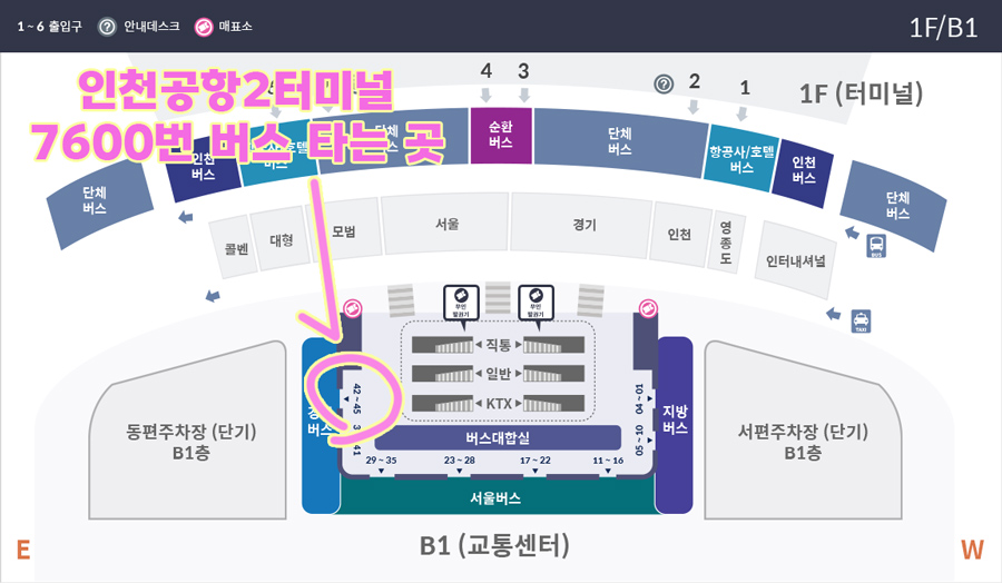 인천공항2터미널 7600번 버스타는곳