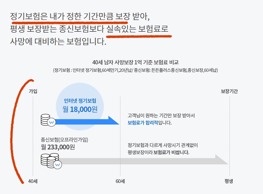 삼성생명 인터넷정기보험 소개문
