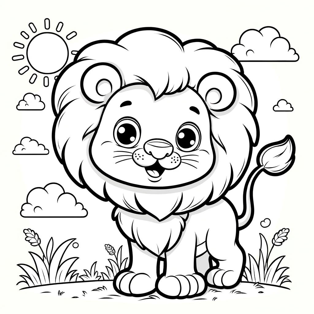 사자 캐릭터 색칠공부 도안 lion coloring page