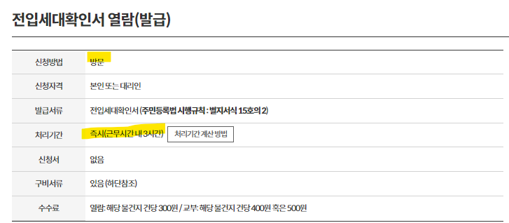 전입세대열람내역서 신청 방법 및 자격