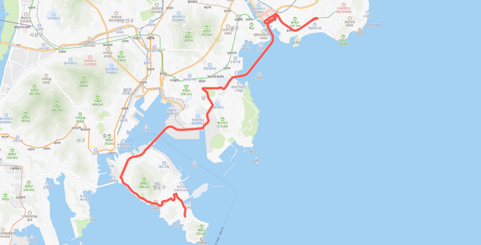  [급행]부산 1006번버스 노선 시간표 : 태종대, 해운역, 한국해양대, 동명대, 센텀시티역