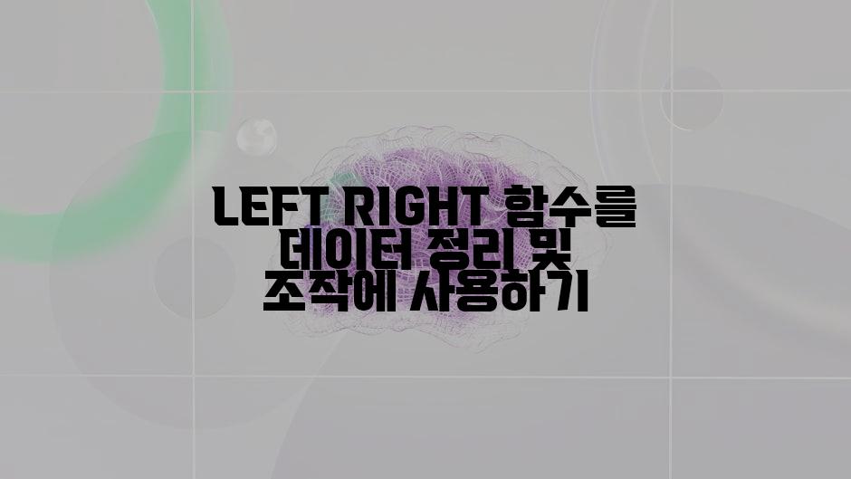 LEFT RIGHT 함수를 데이터 정리 및 조작에 사용하기