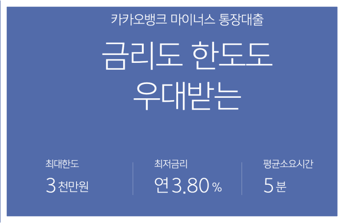 카카오뱅크 마이너스통장 금리 한도