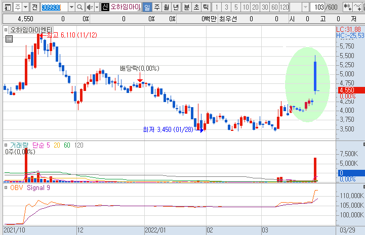 오하임아이엔티-주가-흐름-차트