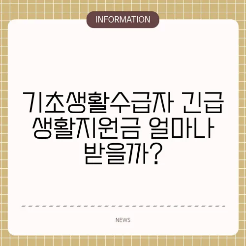 기초생활수급자 긴급 생활지원금 얼마나 받을까?