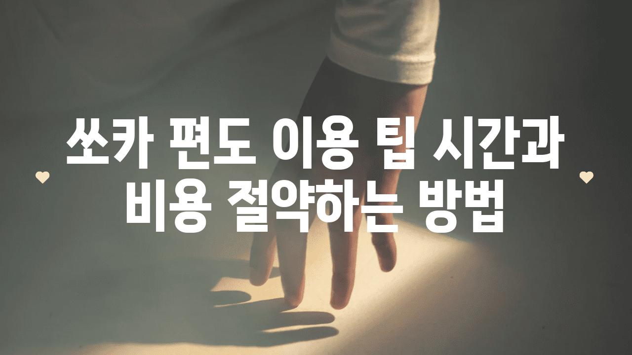 쏘카 편도 이용 팁 시간과 비용 절약하는 방법