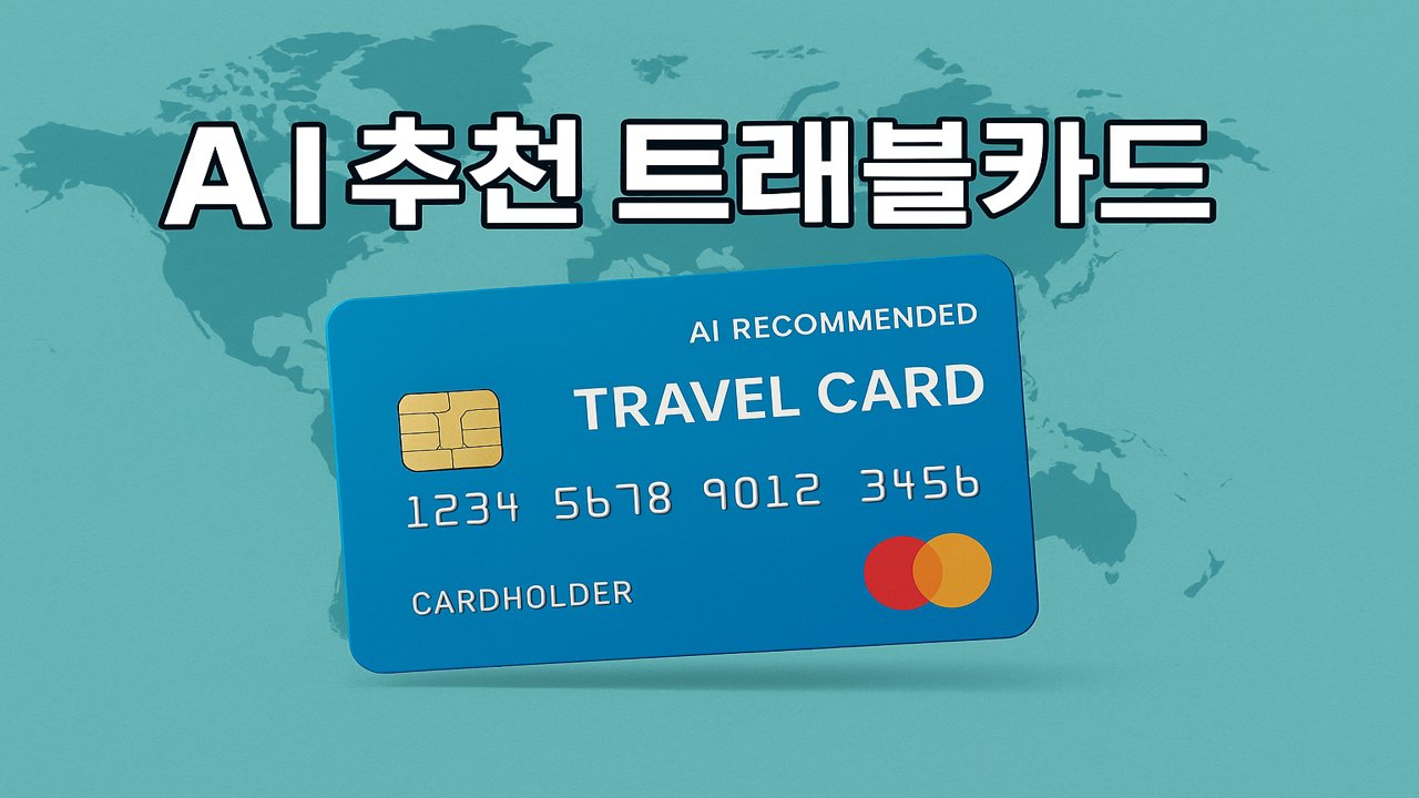 AI 추천 트래블카드 이미지 – 세계 지도를 배경으로 한 파란색 스마트 여행카드