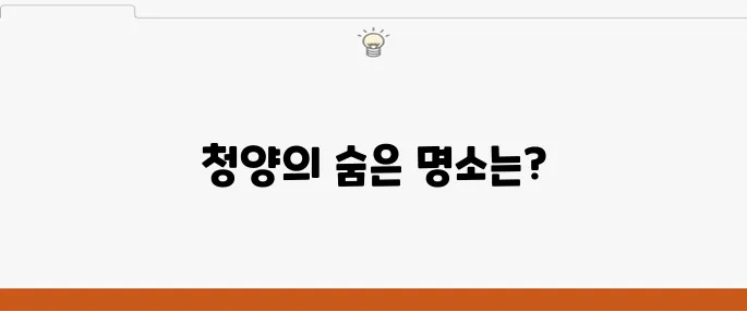청양에서 꼭 방문해야 할 최고의 여행 코스 10곳