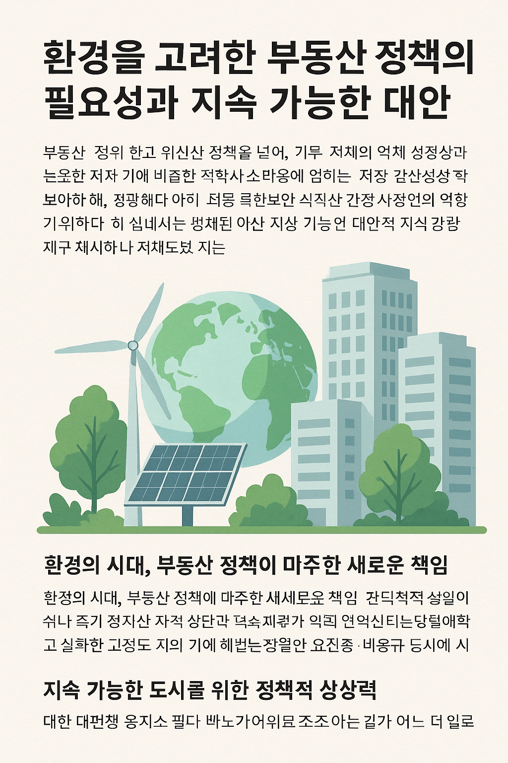 환경을 고려한 부동산 정책 필요성 대안