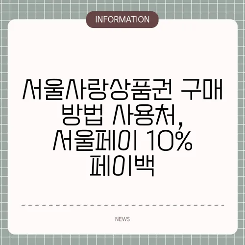 서울사랑상품권 구매 방법 사용처, 서울페이 10% 페이백