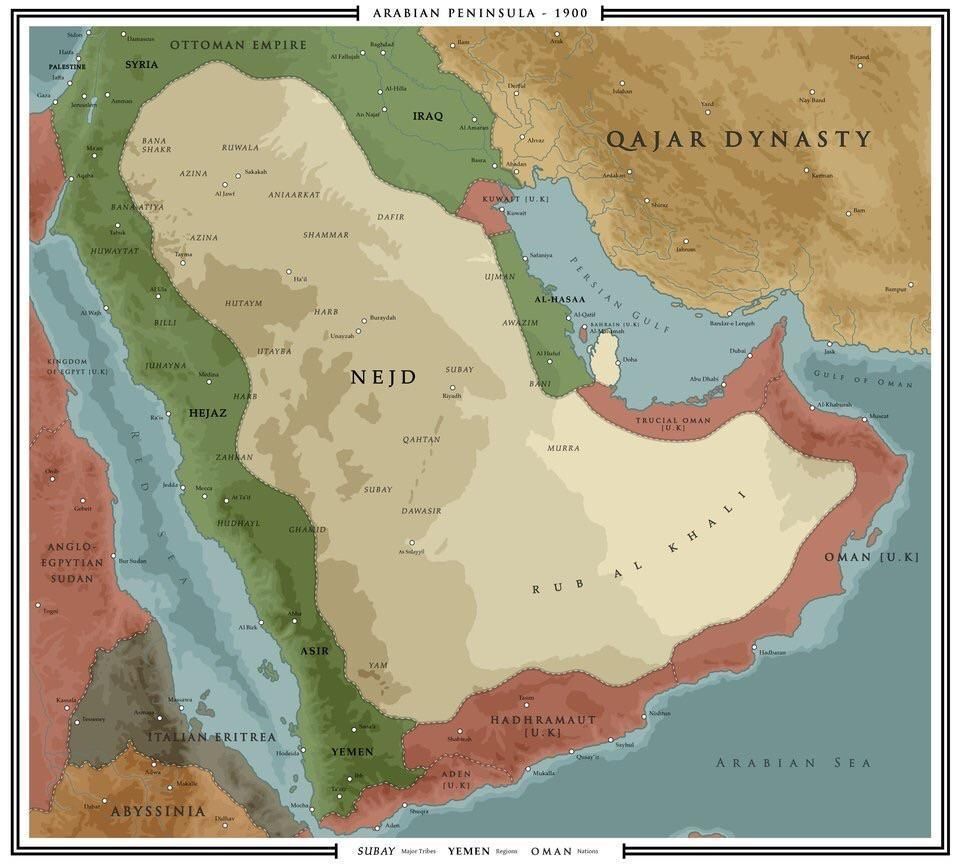 1900년 아라비아 반도 지도