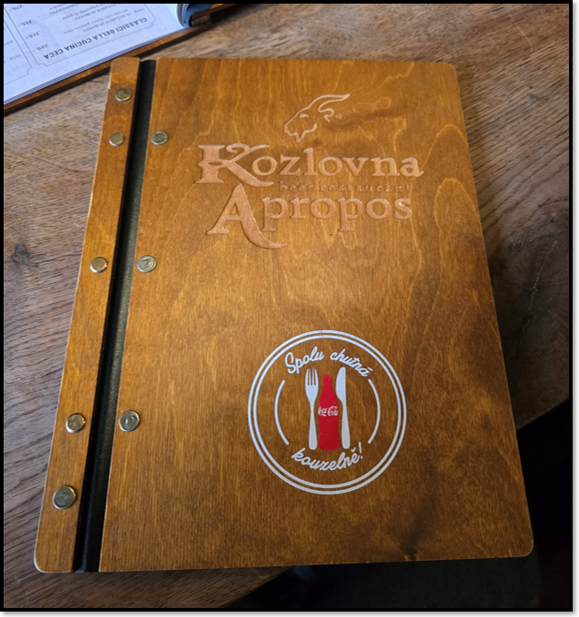 체코 프라하 카를교 근처 맛집 - 코즐로브나(Kozlovna) : 메뉴판