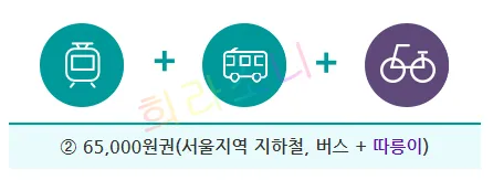 기후동행카드 지하철&#44; 버스&#44; 따릉이 이용 충전권 65&#44;000원.