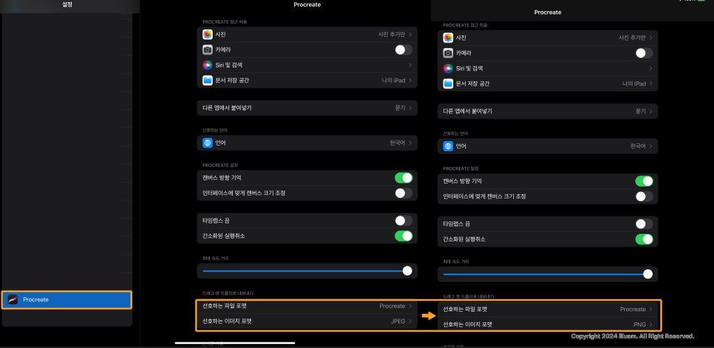 선호하는 파일 포맷과 선호하는 이미지 포맷