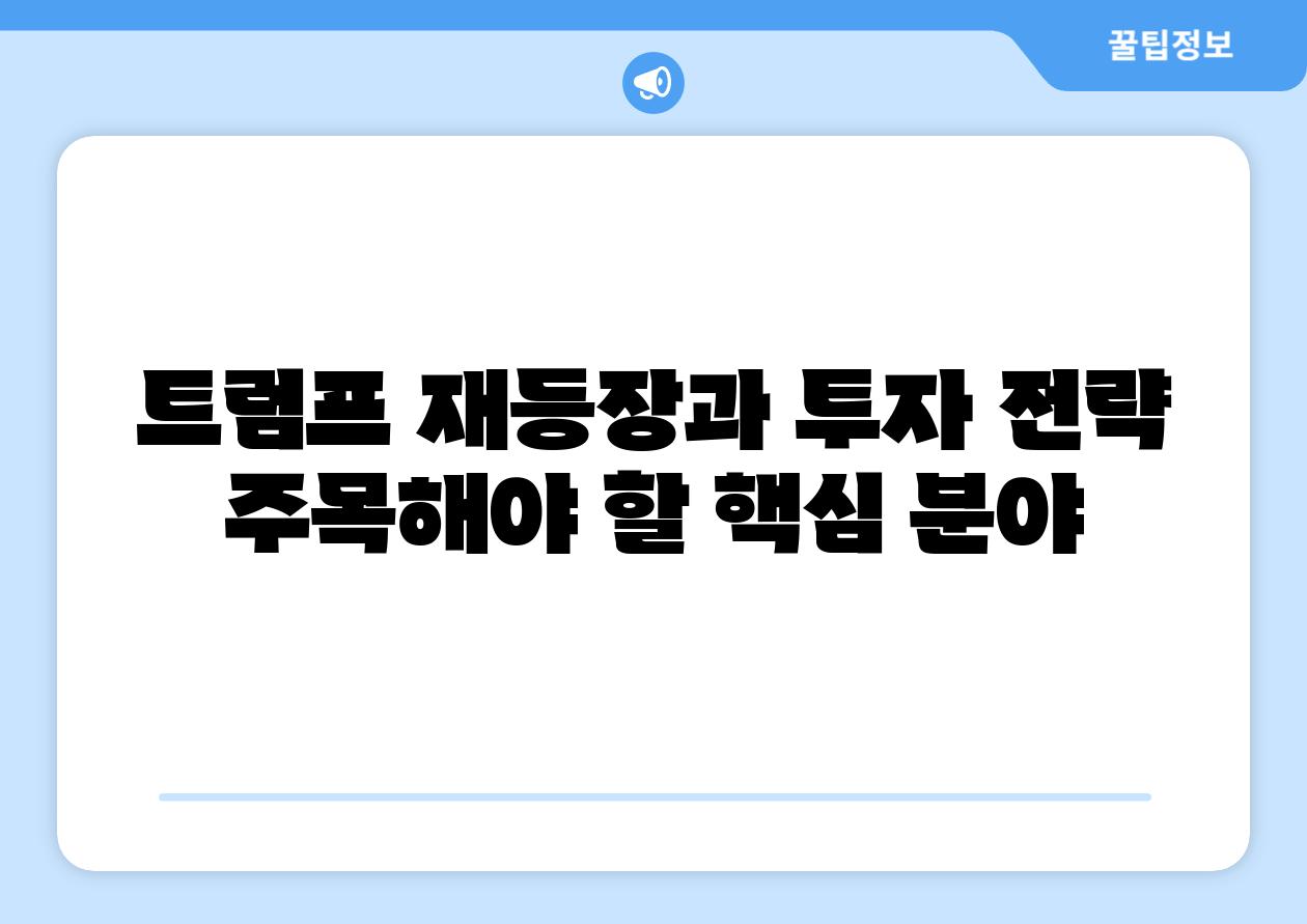 트럼프 재등장과 투자 전략 주목해야 할 핵심 분야