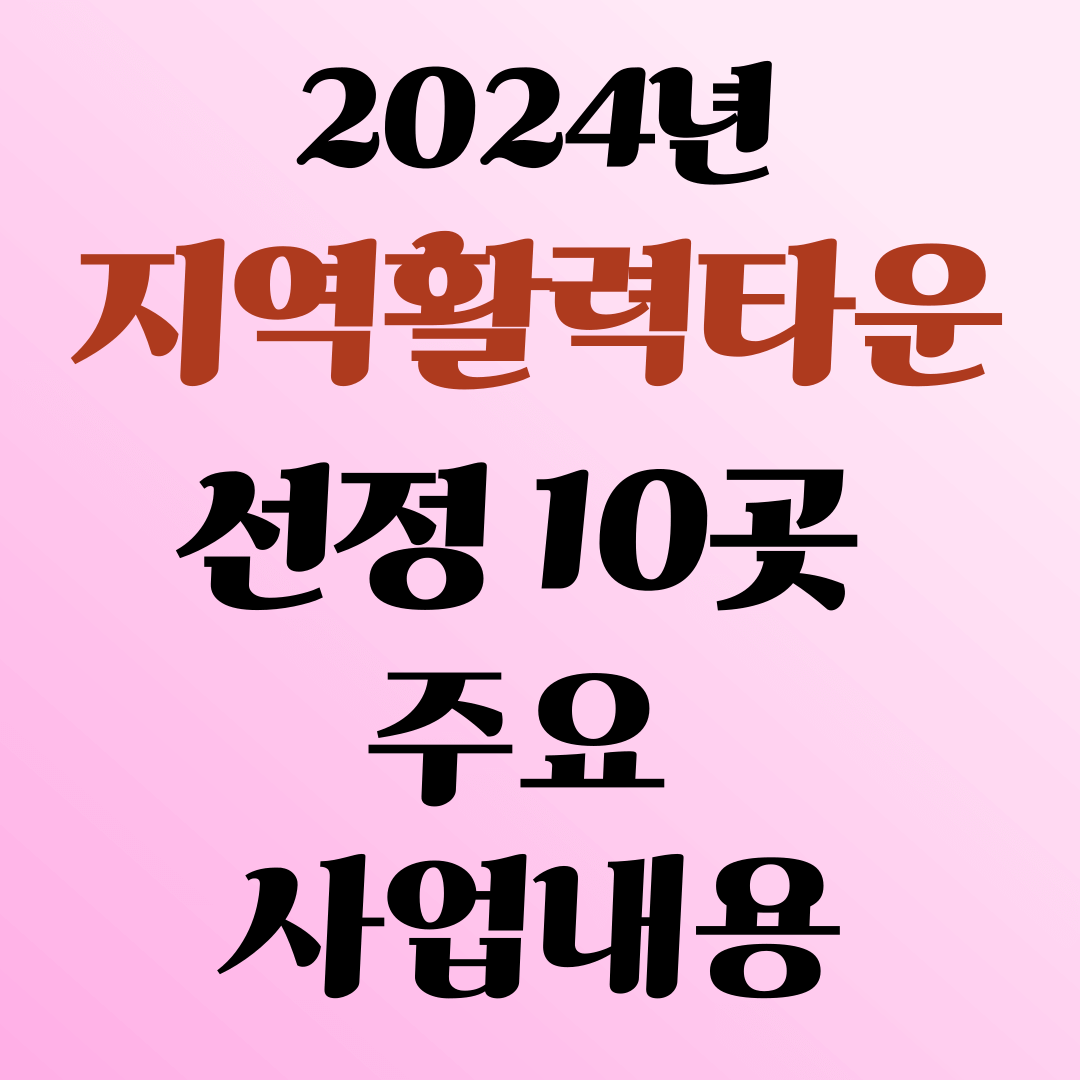 2024 지역활력타운 조성 10개소 선정