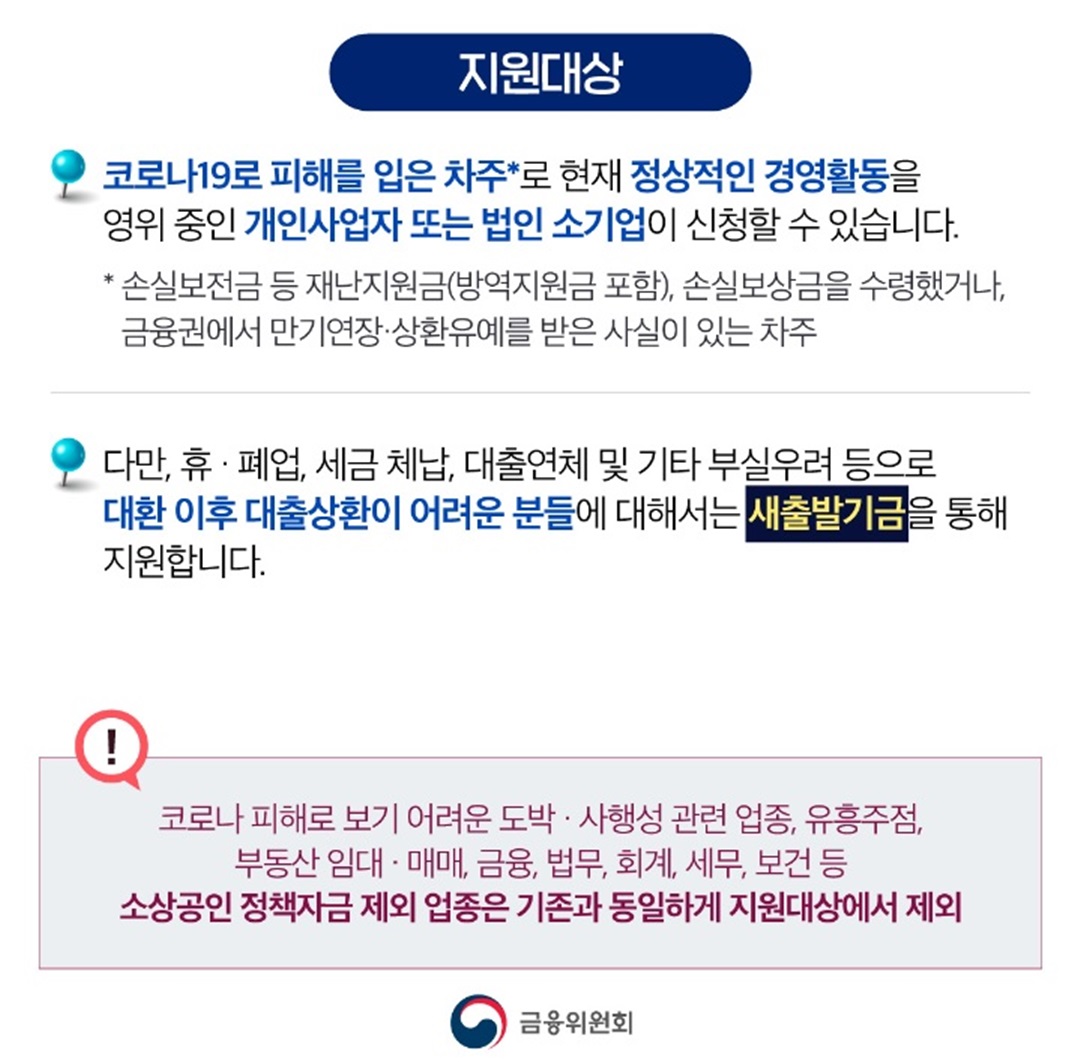 저금리 대환대출 지원대상 및 제외 대상 설명