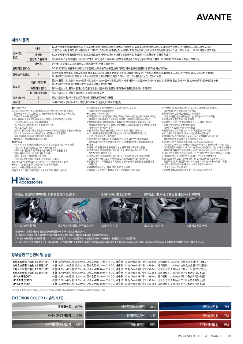 아반떼 CN7 카탈로그와 가격표