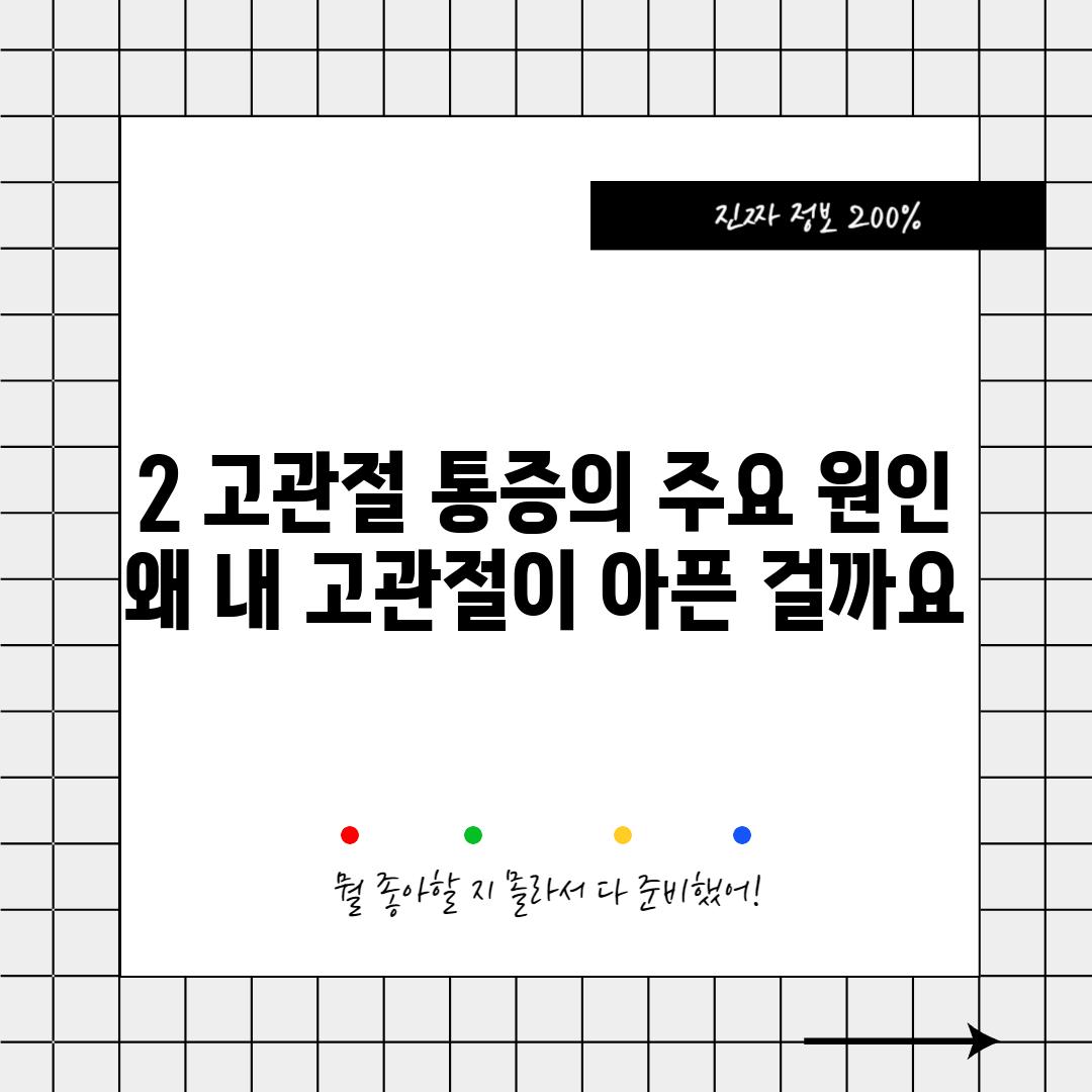 2. 고관절 통증의 주요 원인: 왜 내 고관절이 아픈 걸까요?