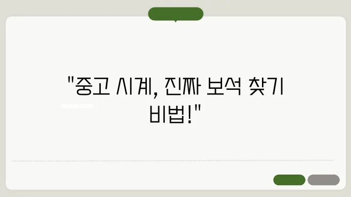 중고 명품 시계 구매 팁