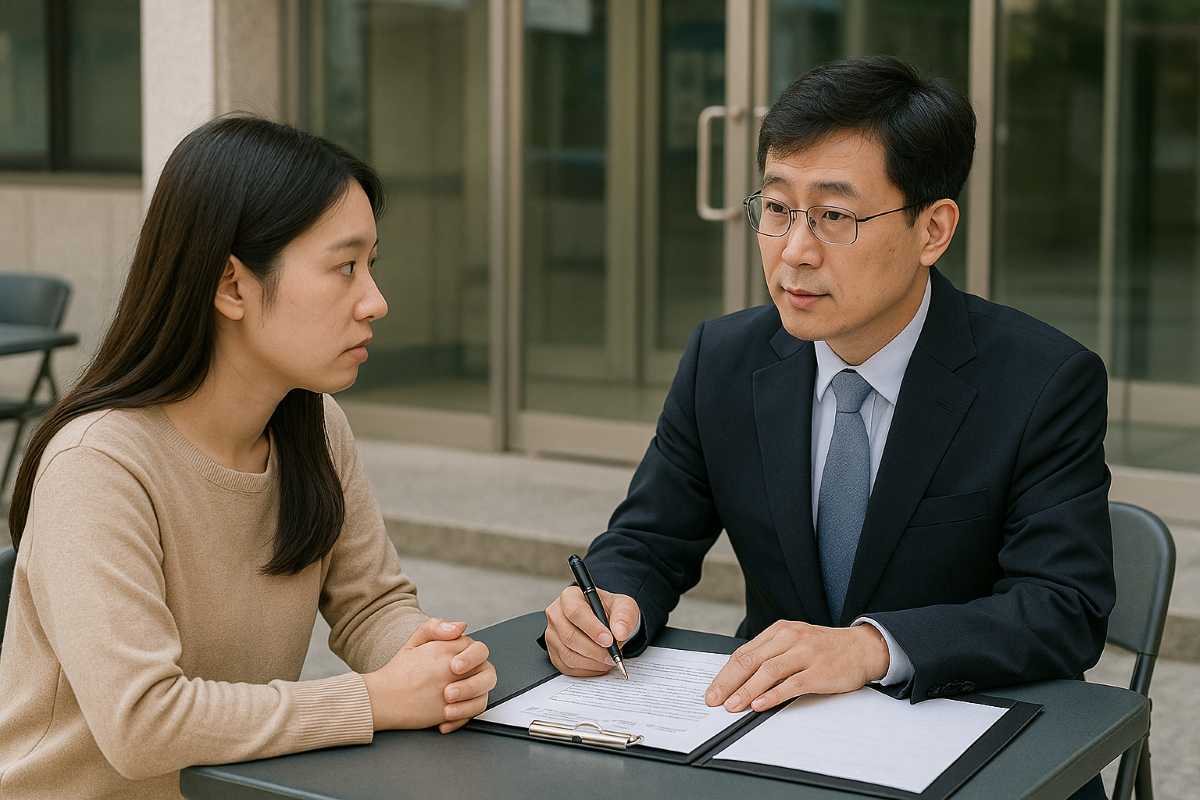 복지 상담을 받는 여성
