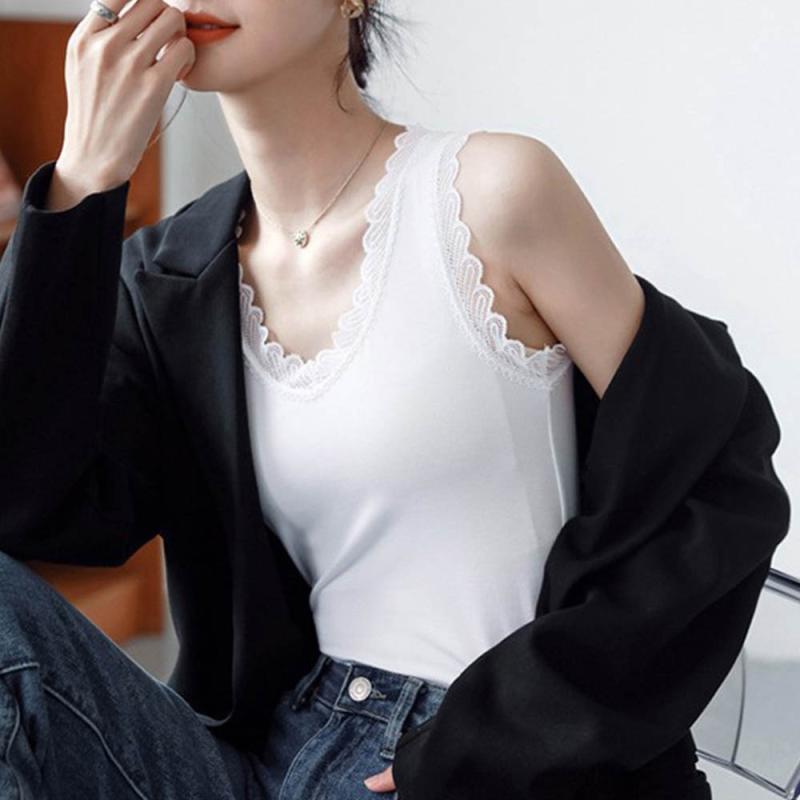 브이넥 레이스 나시티