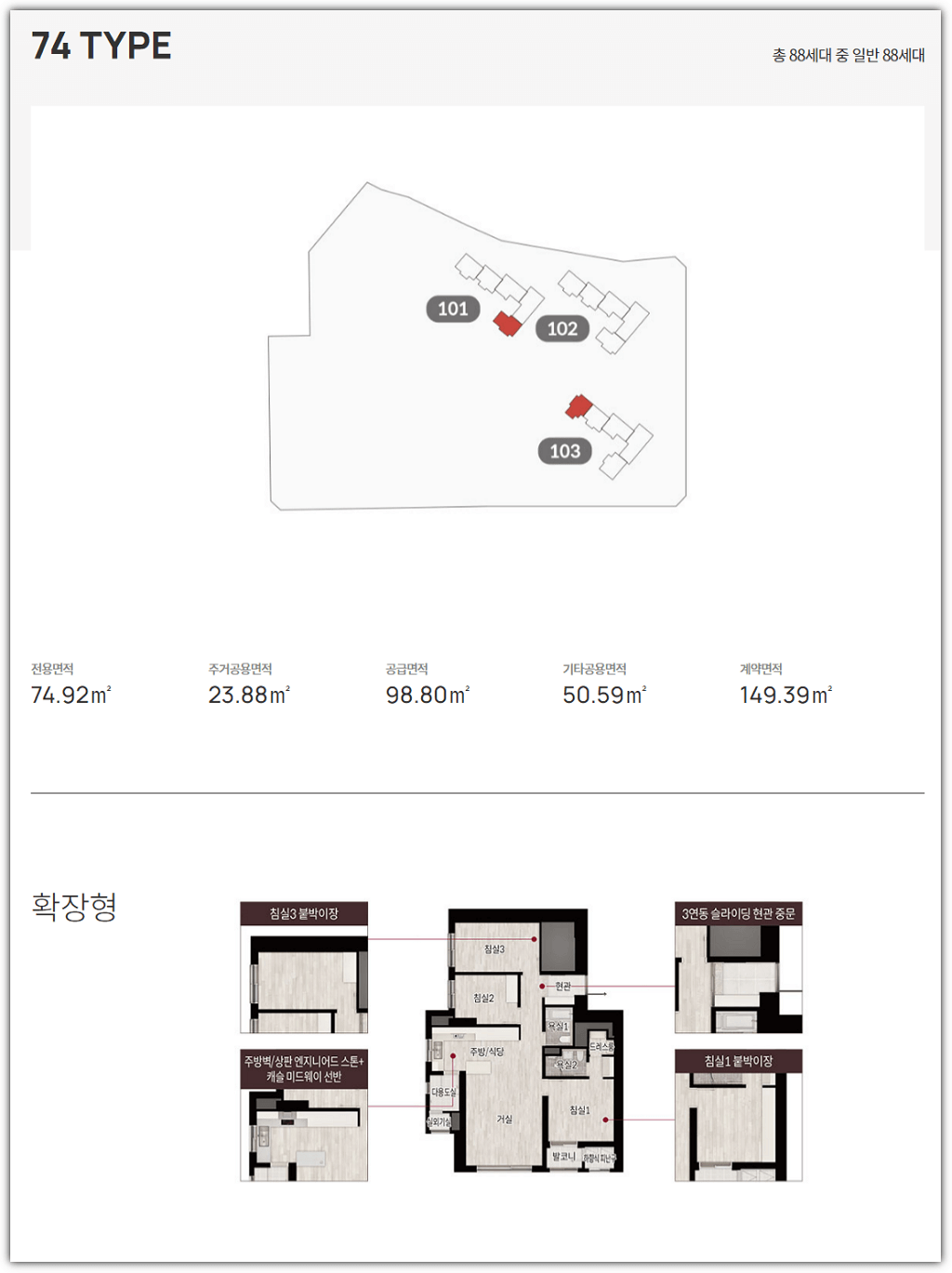 롯데캐슬 이스트폴 74타입 평면도