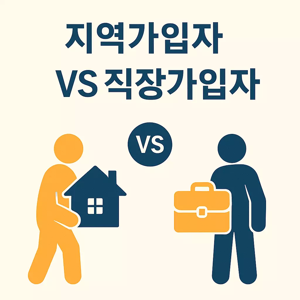 지역가입자와 직장가입자의 보험료 구조 차이를 비교한 인포그래픽 – 주제: ‘누가 더 많이 내나?’