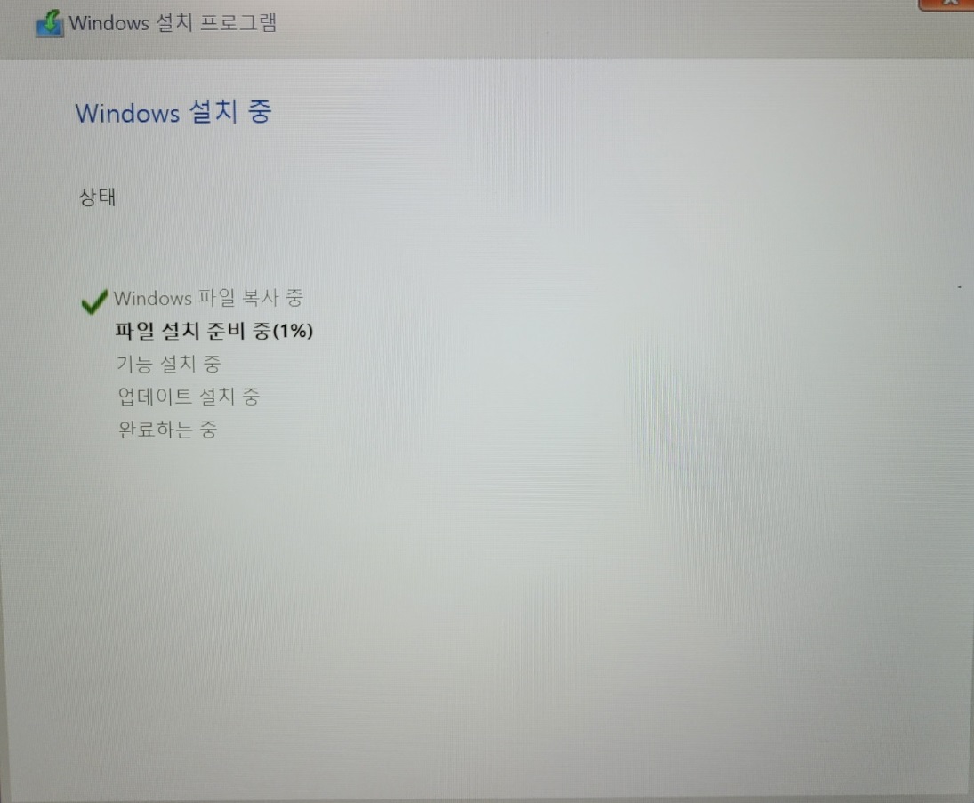 Windows 설치 중