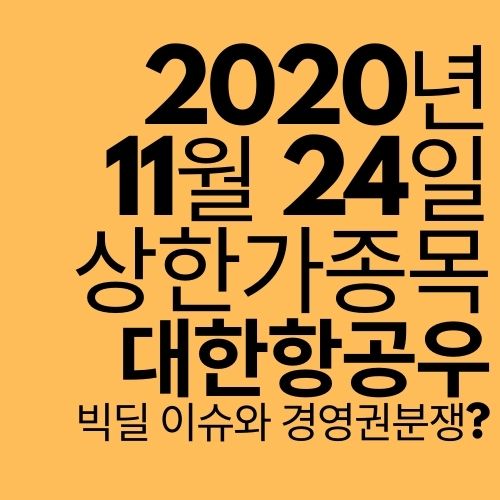  [상한가 종목] 대한항공우 (아시아나 인수 및 경영권 이슈?)