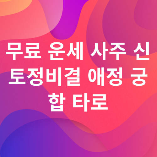  운세 사주 오늘 주간 한달 평생 신토정비결 무료로 보는 방법 신한 라이프