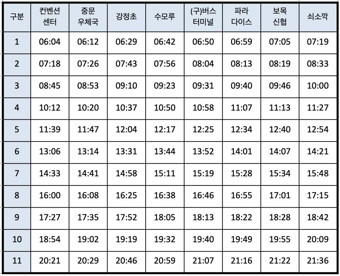 제주 521번 버스시간표