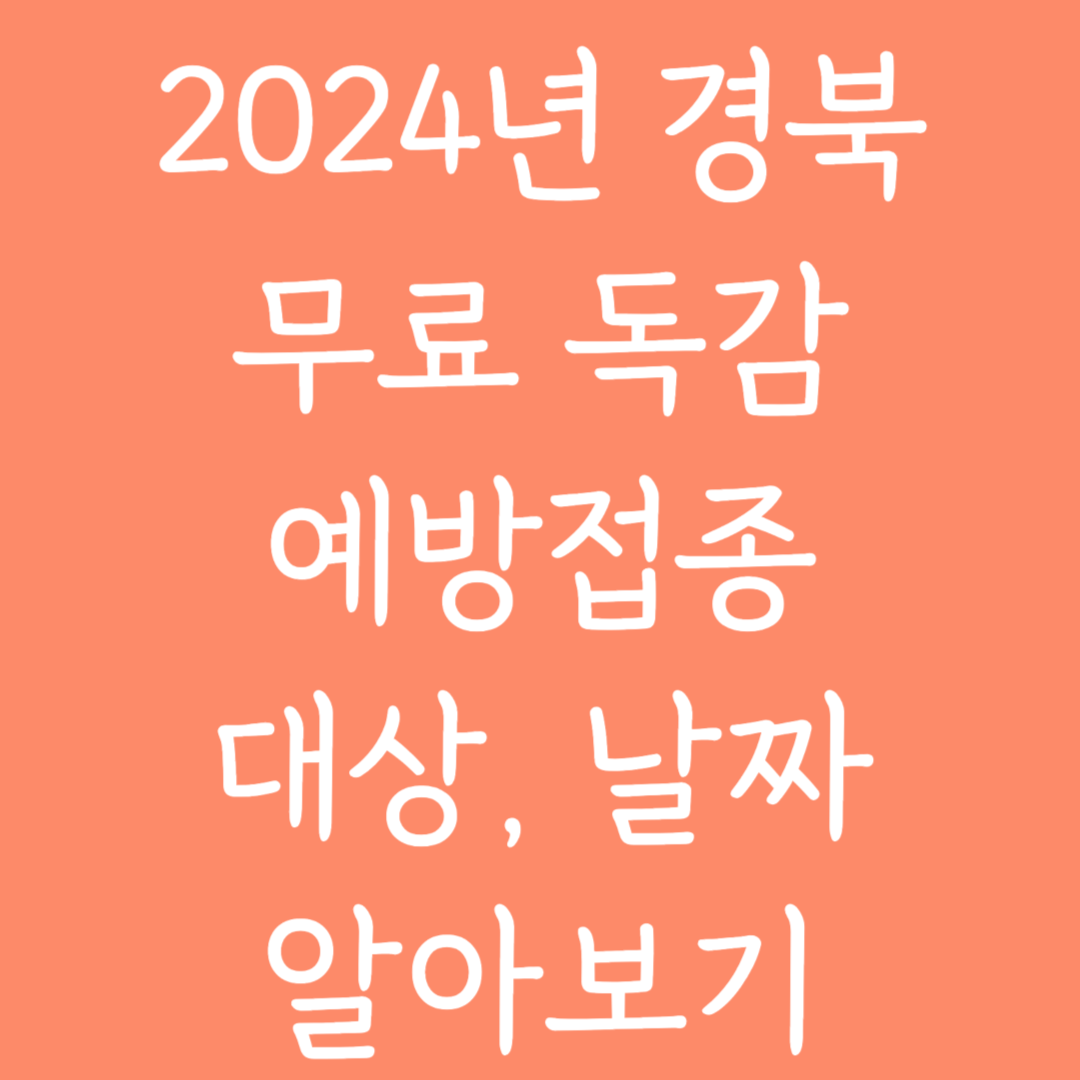 2024년 경북 무료독감 예방접종 대상, 날짜 알아보기