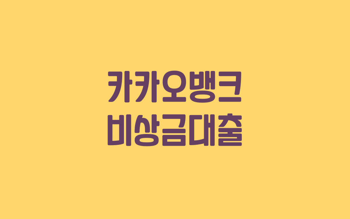  카카오뱅크 비상금대출 한도