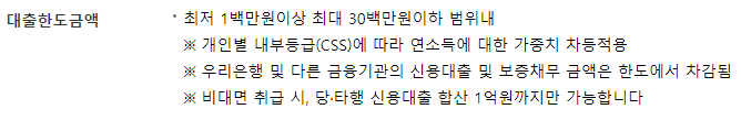새희망홀씨Ⅱ 대출한도
