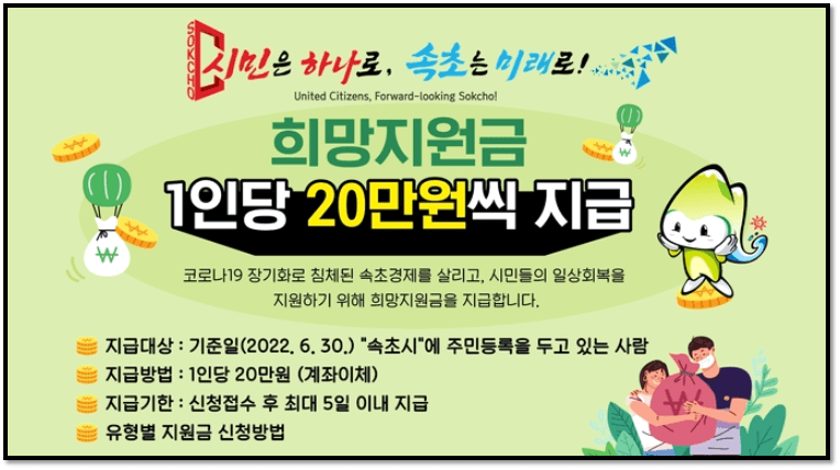 속초시-희망지원금-20만원-지급대상-지급기한