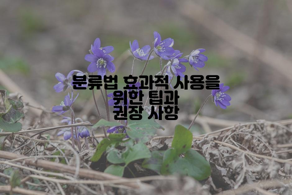분류법 효과적 사용을 위한 팁과 권장 사항