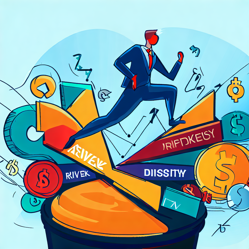 Vector style illustration A creative depiction of risk management and diversification in stock investing