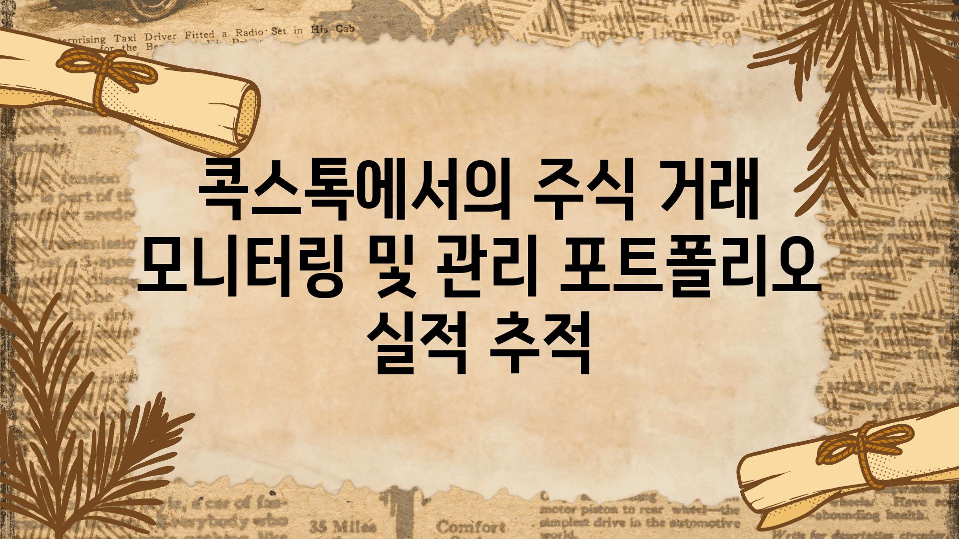 콕스톡에서의 주식 거래 모니터링 및 관리 포트폴리오 실적 추적