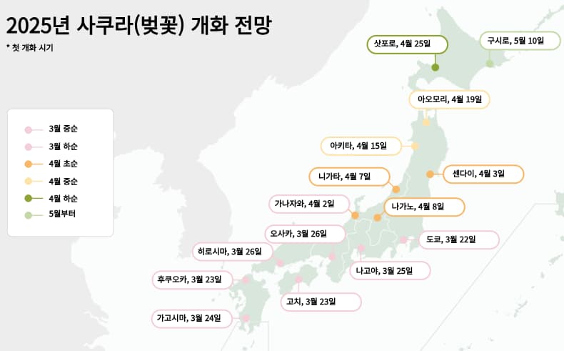 2025일본벚꽃개화시기전망