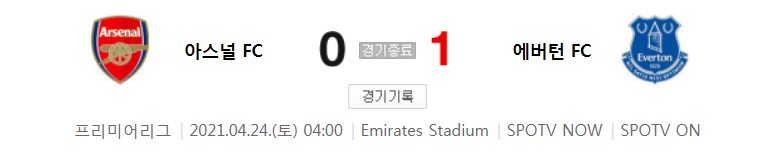  20/21 EPL 33라운드 - 아스널 대 에버턴 경기 하이라이트 (2021년 4월 24일)