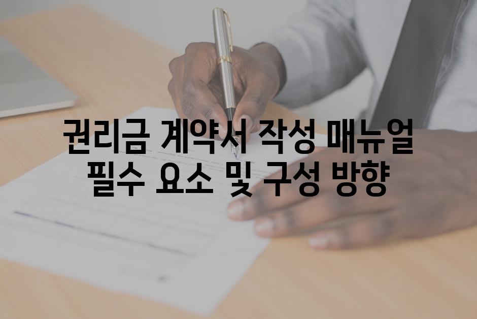 권리금 계약서 작성 매뉴얼 필수 요소 및 구성 방향