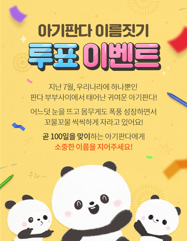  에버랜드 아기 판다 이름 짓기 투표하러 가자