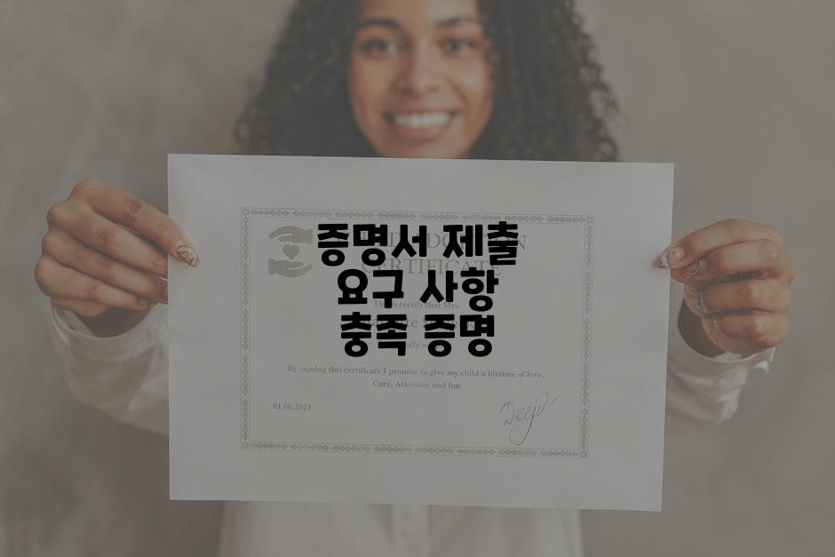 증명서 제출 요구 사항 충족 증명