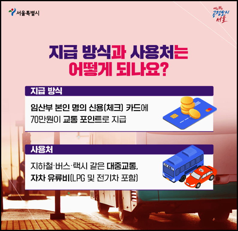 서울시 임산부 교통비 지급방식과 사용처