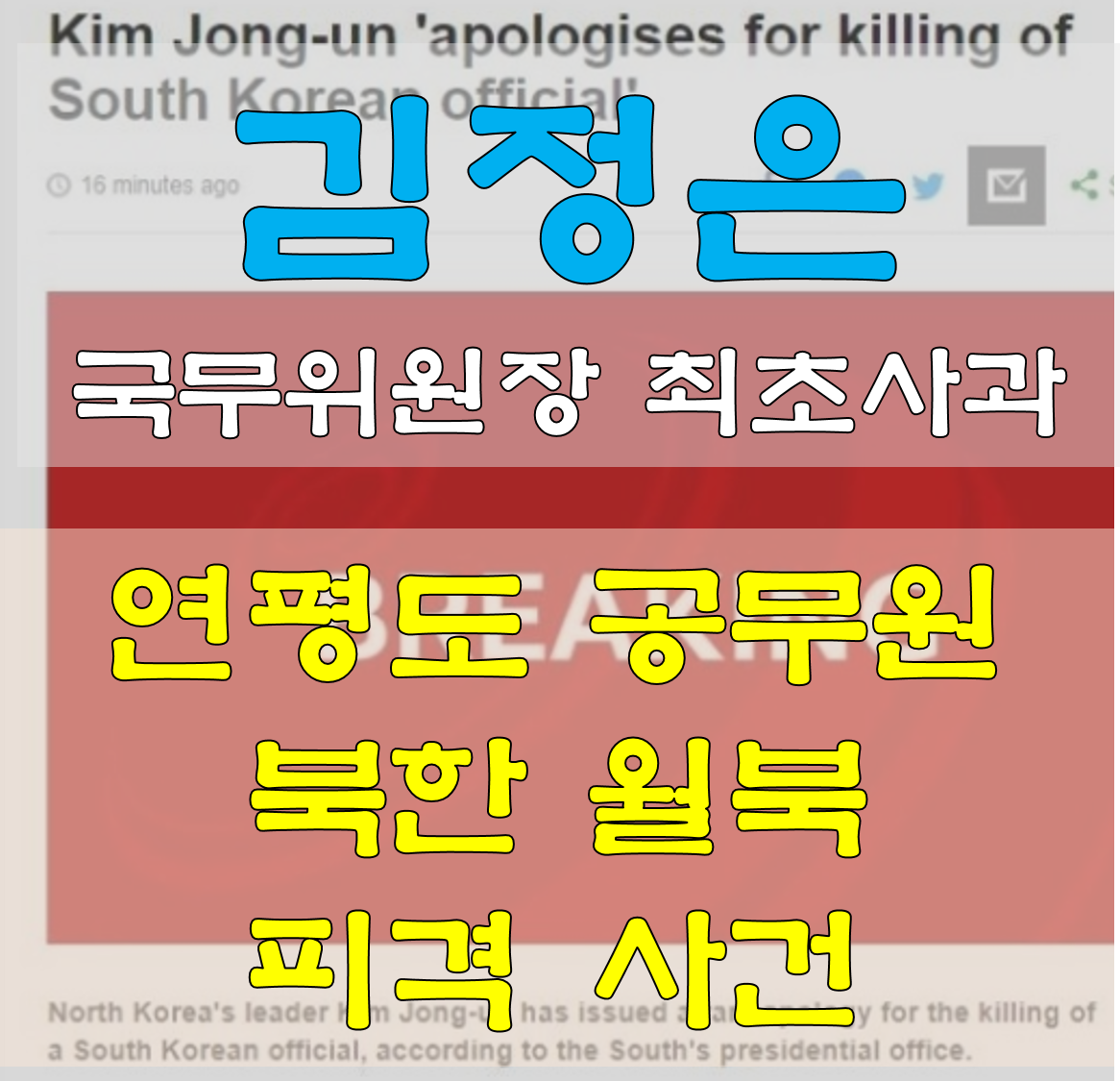  김정은 사과 대단히 미안 연평도 공무원 북한 월북 사건